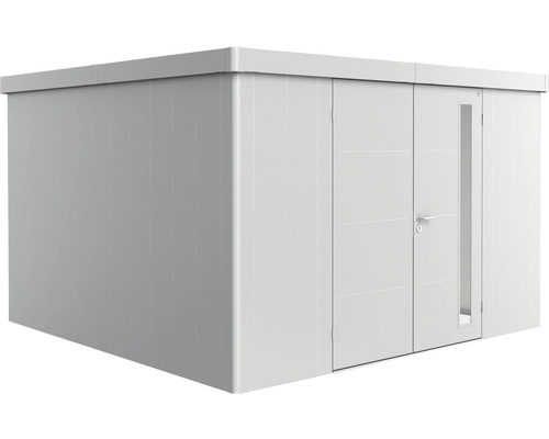 Magazie grădină Biohort Neo 4D metal ușă dublă 348x348 cm argintiu metalizat Căsuță de grădină metalică cu ușă dublă și fereastră laterală