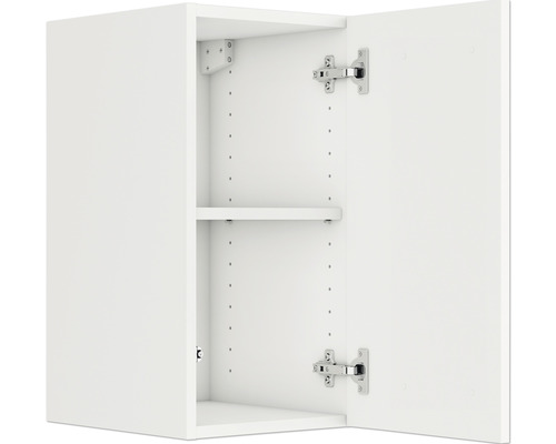 Dulap de perete alb deschis cu raft și balamale