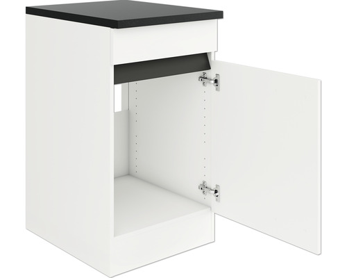 Corp inferior cu ușa deschisă și blat negru