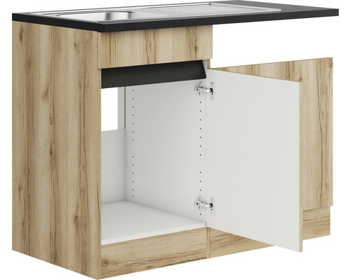 Corp inferior chiuvetă de bucătărie cu ușă cu aspect de lemn