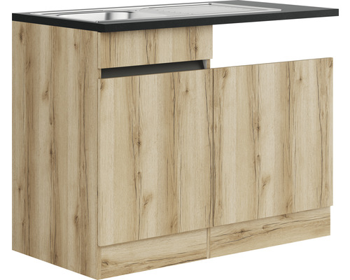 Chiuvetă de bucătărie cu dulap inferior și aspect de lemn