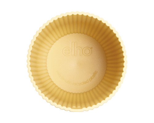 Ghiveci rotund galben din plastic reciclat, vedere de sus