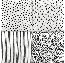 Panou decorativ tapițat Print alb/negru 30x30 cm, set 4 buc.
