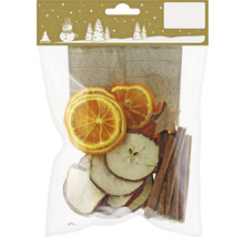 Pachet cu potpourri din felii de mere, felii de portocale și bețe de scorțișoară