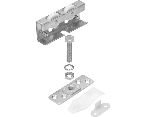 Set roți & accesorii pentru 1 ușă glisantă Hettich TopLine 3plus, sarcină max. 40kg, înălțime reglabilă, 8 piese