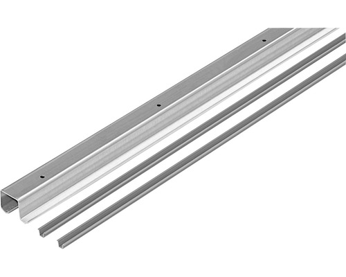 Set profil dublu de rulare & 2 profile de ghidaj Hettich TopLine 2 2m pentru uși glisante, oțel zincat & plastic alb