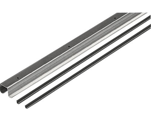 Set profil dublu de rulare & 2 profile de ghidaj Hettich TopLine 2 2m pentru uși glisante, oțel zincat & plastic maro