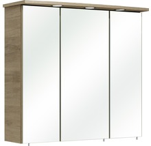 Dulap baie cu oglindă pelipal 37-II, 3 uși, iluminare LED, PAL, 75x72 cm, stejar Sanremo, IP 44-thumb-0