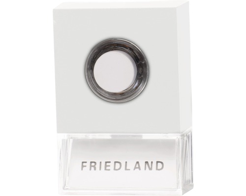 Buton pentru sonerie cu fir Friedland Pushlight 8-12V, culoare albă și etichetă pentru nume