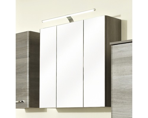 Dulap baie cu oglindă pelipal 17, 3 uși, iluminare LED, PAL, 75x70 cm, grafit, IP 44