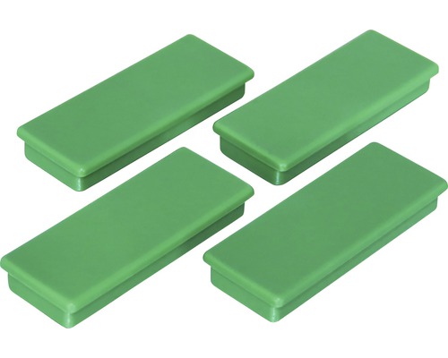 Magneți de organizare Industrial 55x22,5mm verde, set 4 bucăți Patru dopuri rectangulare din plastic pentru țevi