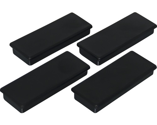 Magneți de organizare Industrial 55x22,5mm negru, set 4 bucăți Patru capace tubulare rectangulare negre