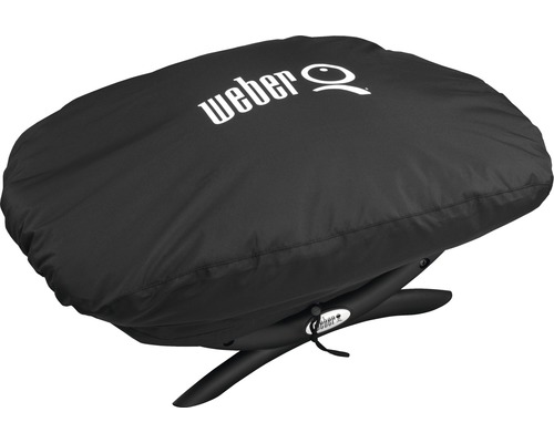 Grătar Weber cu husă de protecție neagră și logo Weber