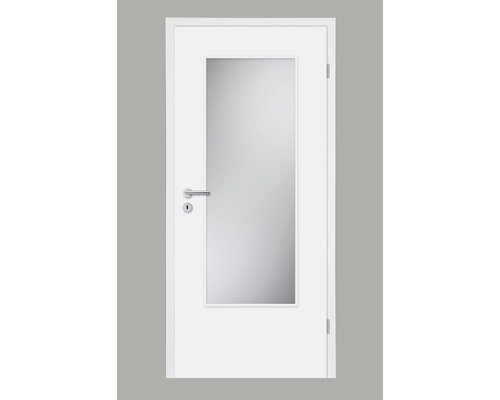 Foaie de ușă Pertura Soley albă 98,5x211,0 cm dreapta LA-G3 (Nu include sticla) Ușă interioară albă cu panou de sticlă și set de mânere