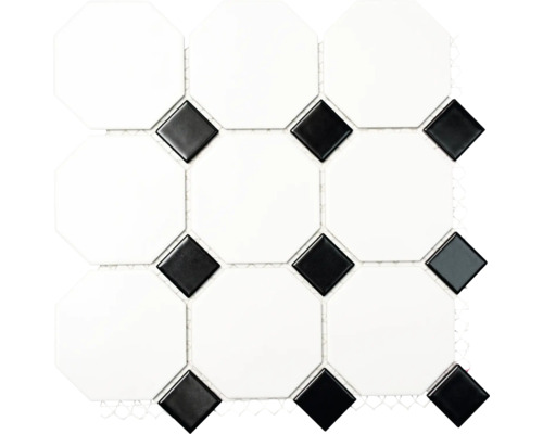 Mozaic piscină ceramic Octa G 948 negru 30x30 cm Placă de mozaic cu forme octogonale și pătrate