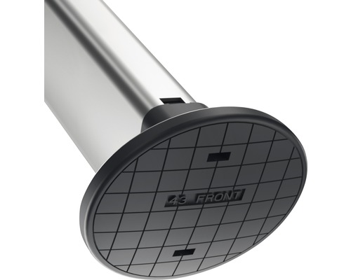 Detaliu bară argintie cu bază neagră