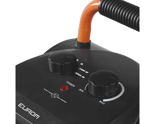 Prim-plan cu un aparat de încălzire cu butoane rotative pentru reglarea puterii și a temperaturii