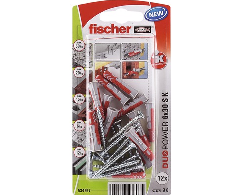 Dibluri Fischer Duopower 6x30 SK, 12 bucăți în set
