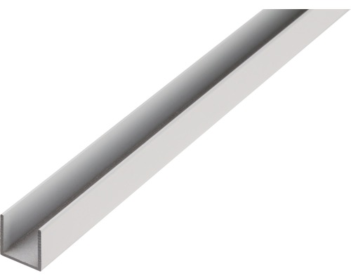 Profil aluminiu tip U Alberts 15x20x15x1,5 mm, lungime 2,6m, argintiu