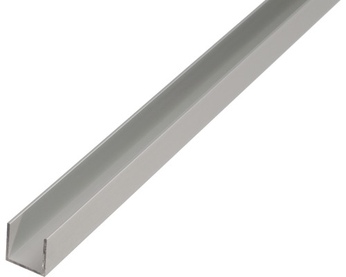 Profil aluminiu tip U Alberts 8x20x8x1 mm, lungime 2m, argintiu, eloxat