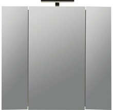 Dulap baie cu oglindă Fly, 3 uși, iluminare LED, PAL, 77x72 cm, alb lucios, IP 44-thumb-1