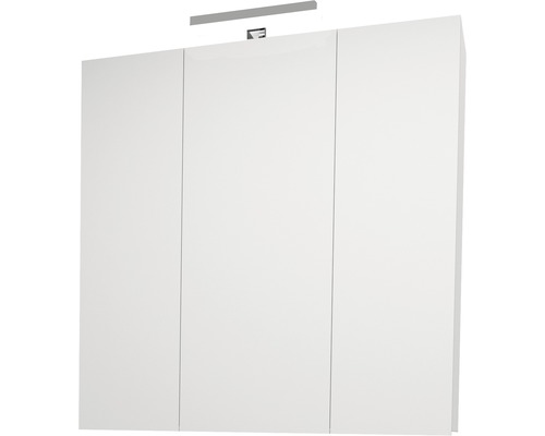 Dulap baie cu oglindă Fly, 3 uși, iluminare LED, PAL, 77x72 cm, alb lucios, IP 44-0