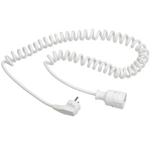 Cablu spiralat alb cu ștecher și cuplă