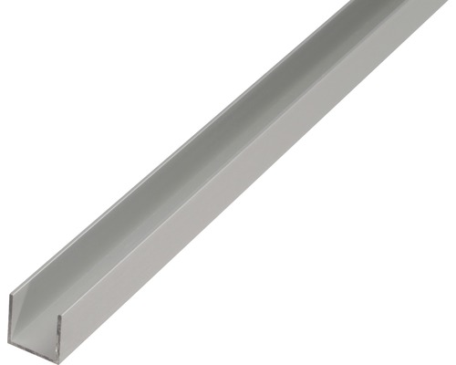 Profil aluminiu tip U Alberts 25x25x25x2 mm, lungime 2,6m, argintiu, eloxat