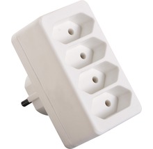 Adaptor de priză alb cu trei prize