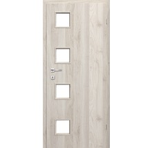 Ușă de interior cu patru decupaje de lumină, structură din lemn, inclusiv set de mânere