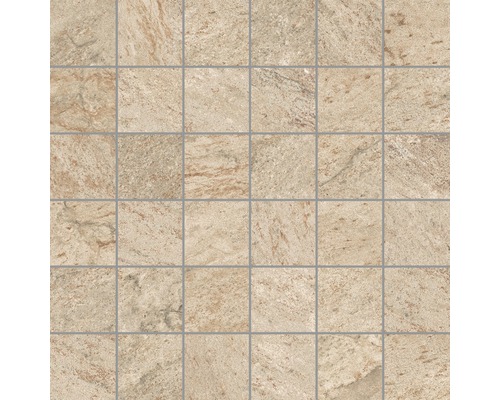 Mozaic ceramic Quarzite Arena 30x30 cm Placă mozaic pătrată cu aspect de piatră