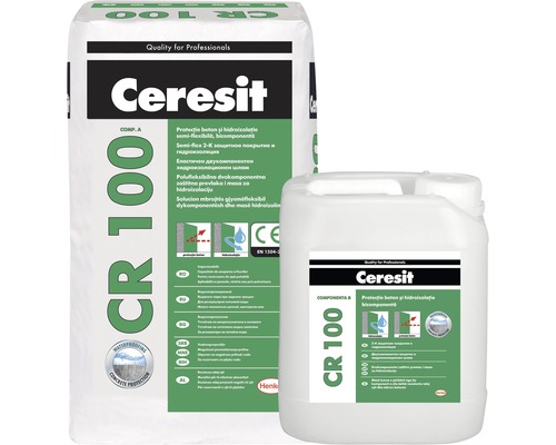 Hidroizolație semiflexibilă Ceresit CR100 bicomponentă 25 kg Ceresit CR 100 protecție beton și hidroizolație, sistem bicomponent