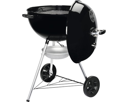 Grătar sferic cu capac deschis și roți