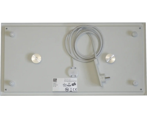 Partea din spate a unui panou infraroșu cu cablu de conectare și accesorii de montaj