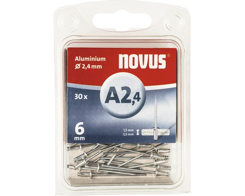 Nituri oarbe din aluminiu Novus, diametru 2,4 mm, 30 bucăți
