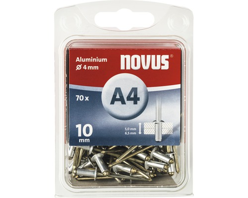 Pop-nituri Novus Ø4x10 mm aluminiu/oțel, pachet 70 bucăți Pop-nituri Novus Ø4x10 mm aluminiu/oțel, pachet 70 bucăți