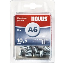 Nituri cu filet tip piuliță cu guler Novus M4 Ø6x10,5 mm, aluminiu, pachet 10 bucăți-thumb-0