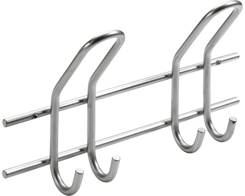 Cuier de perete cu 2x3 cârlige Hettich Classic 285x165x75 mm, oțel argintiu Bară metalică pentru haine cu două cârlige