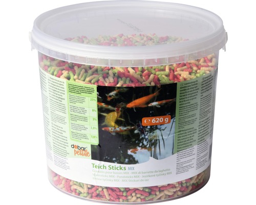 Hrană pentru peşti de iaz, Sticks Mix, 620 g Găleată mix bețișoare pentru iaz cu un conținut de 620 grame