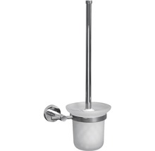 Set WC de perete cu recipient din sticlă satinată și suport cromat