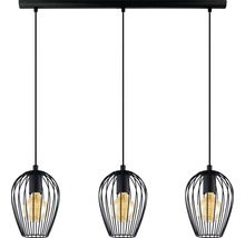 Lumină suspendată cu trei becuri cu design cu cușcă metalică