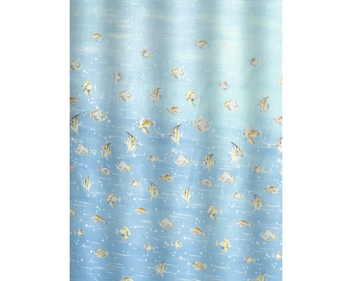Perdea de duș Bisk Gulf Multi 180x200 cm PEVA albastru/alb/galben/maro/gri Textil cu model de pește