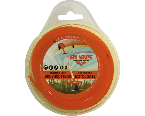 Fir pentru trimmer Ruris 2,4 milimetri spiralat, 15 metri pentru trimmere și motocoase