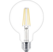 Bec LED Philips E27 7W 806 lumeni, glob clar G93, lumină caldă