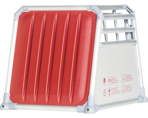 Cușcă pentru câini cu perete spate roșu și cadru din aluminiu