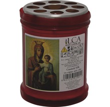 Lumânare de cimitir cu capac de protecție împotriva vântului și imagine cu Fecioara Maria