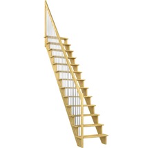 Scară din lemn cu balustradă metalică pentru interior