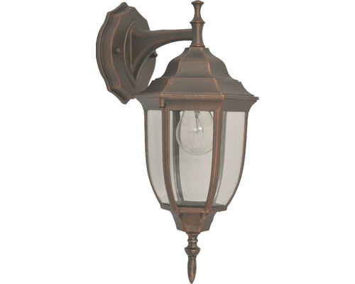 Aplică exterior felinar în jos Babylon E27 max. 1x40W IP44, culoare mahon mat Lumină de perete pentru exterior cu sticlă transparentă și bec