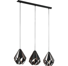 Lumină suspendată cu trei abajururi cu design geometric