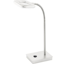 Lampă de masă argintie cu braț flexibil